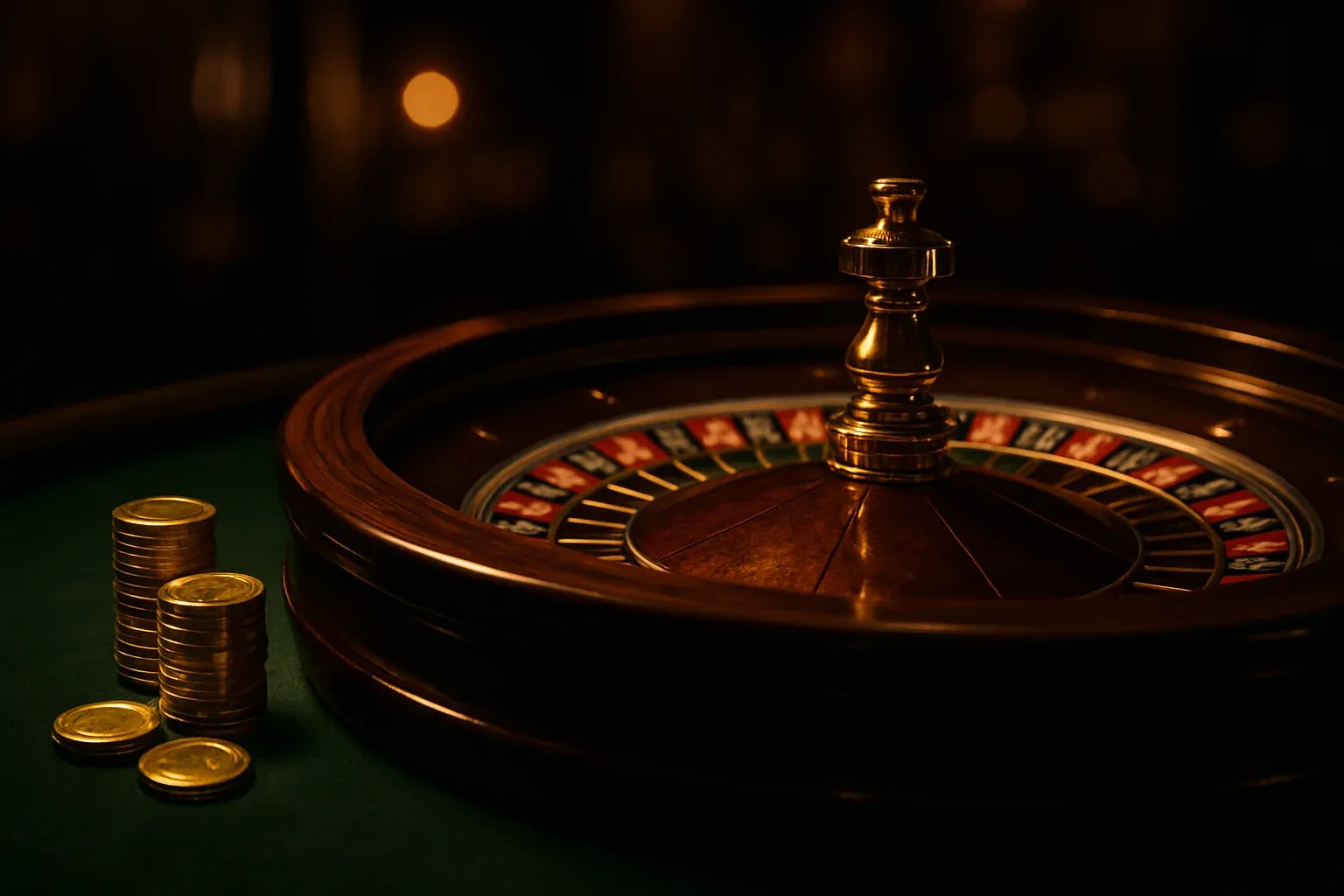 Elegant live casino roulette table with dealer hands and golden chips